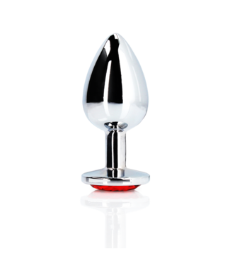 Ouch! Elegant Ruby Red Gemstone Butt Plug - 8 cm Silver Aluminium Design