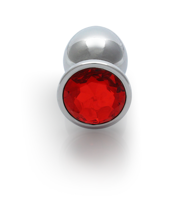 Ouch! Elegant Ruby Red Gemstone Butt Plug - 8 cm Silver Aluminium Design