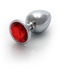 Ouch! Aluminium Juweel Butt Plug 8 cm Met Ronde Robijnsteen Inzet