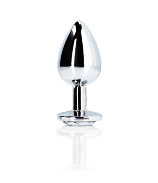 Ouch! Aluminium Butt Plug Met Edelsteen 8 cm – Zilverkleurig & Veilig