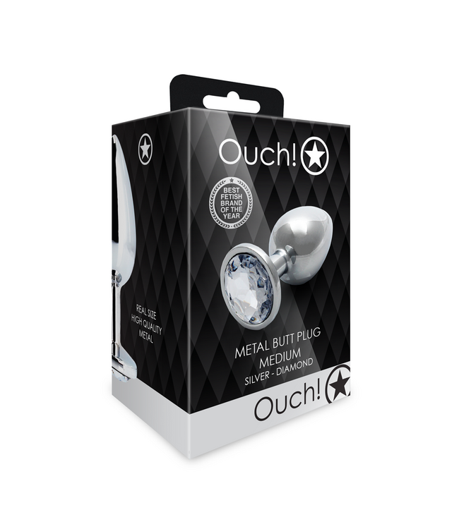 Ouch! Eleganter Edelstein-Buttplug 8 cm – Silber & Diamant für Luxus-Sinnlichkeit