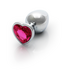 Ouch! Aluminium Buttplug Met Hartvormige Rubellietstenen 8 cm - Zilver
