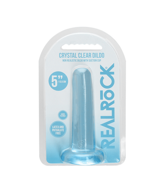 RealRock RealRock Crystal Clear Dildo 13,5 cm Blauw TPE Met Zuignap & Harnasoptie
