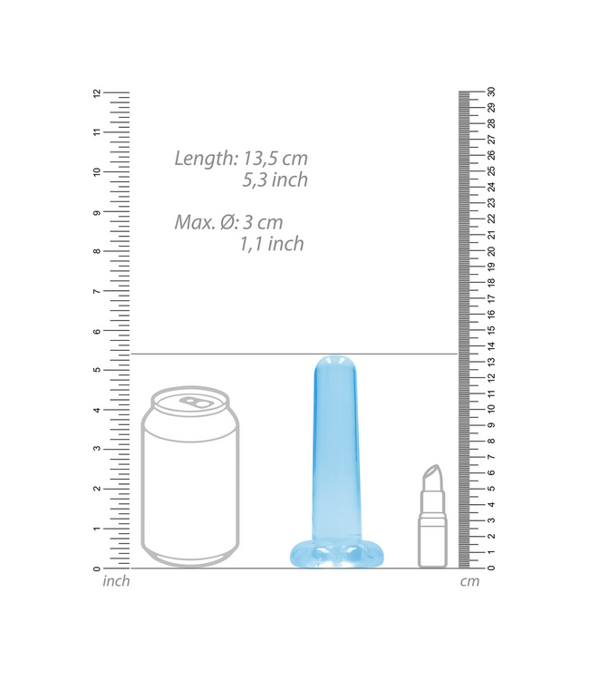 RealRock RealRock Crystal Clear Dildo 13,5 cm Blauw TPE Met Zuignap & Harnasoptie