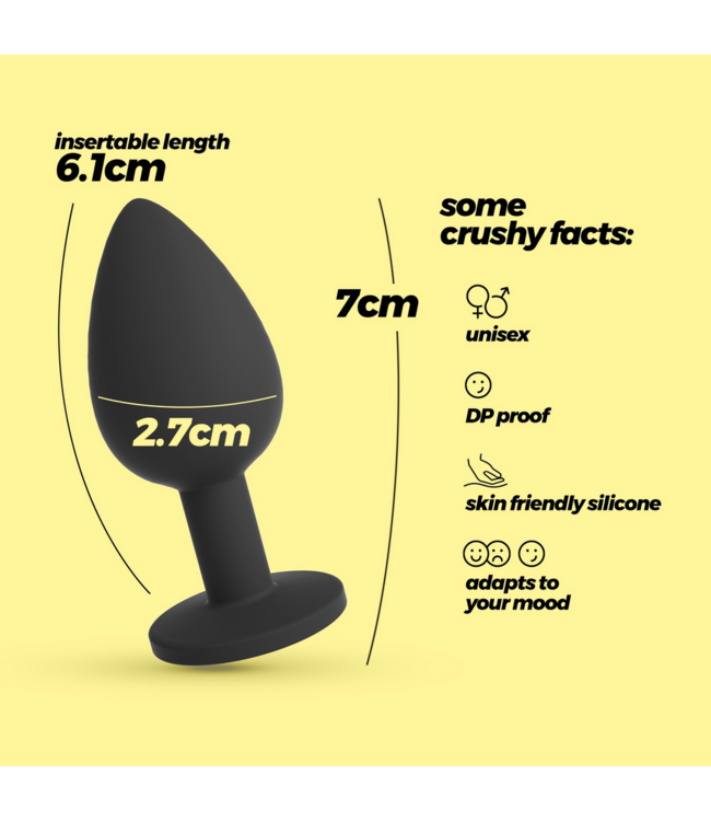 Crushious Crushious Siliconen Anale Plug 7 cm Met Verwisselbare Strass Steentjes Zwart