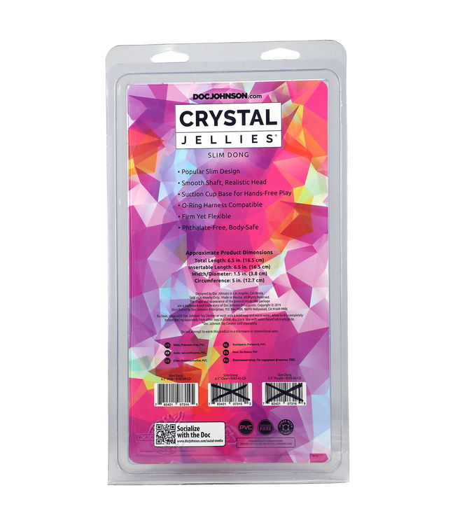 Doc Johnson Crystal Clear 6.5" Slim Dong - Body-Safe Pleasure with Suction Cup
