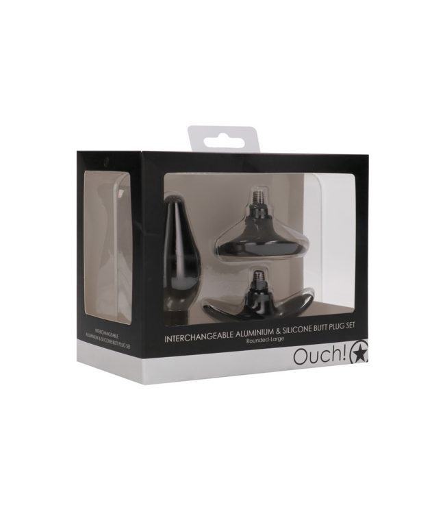 Ouch! Verwisselbare Ouch! Butt Plug Set 11 cm Aluminium Met Siliconen Handgreep