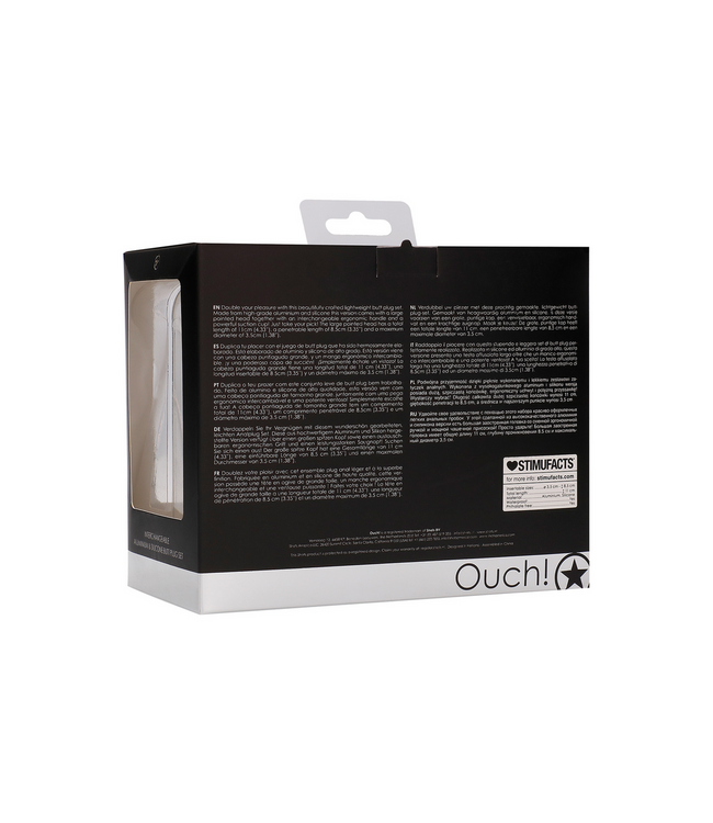 Ouch! Verwisselbare Ouch! Butt Plug Set 11 cm Aluminium Met Siliconen Handgreep