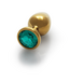 Ouch! Elegant Gold & Emerald Green 8cm Round Gem Butt Plug - Ouch! Collection