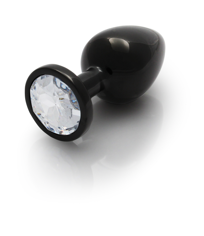 Ouch! Gunmetal Aluminium Round Gem Butt Plug - 8cm, Tapered for Pleasure