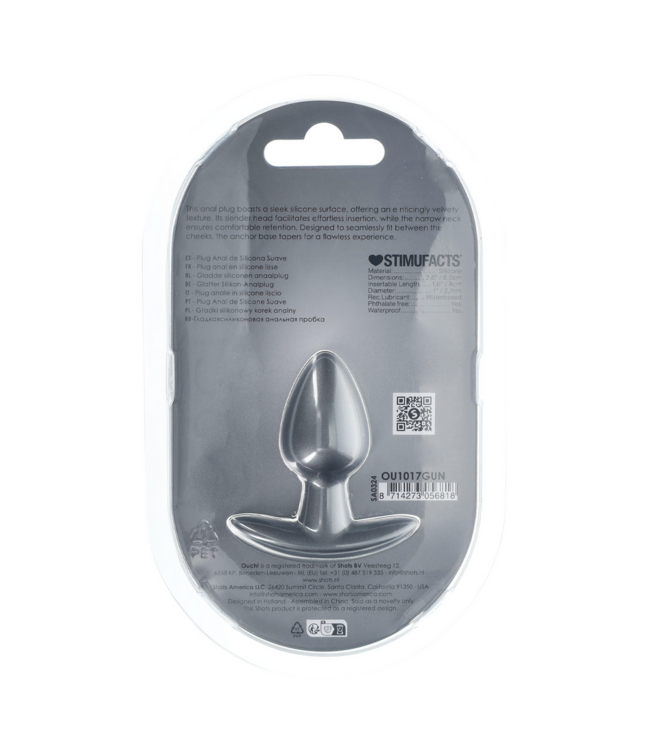 Ouch! Stylish 2.6-inch Soft Silicone Anal Plug in Gunmetal for Ultimate Comfort