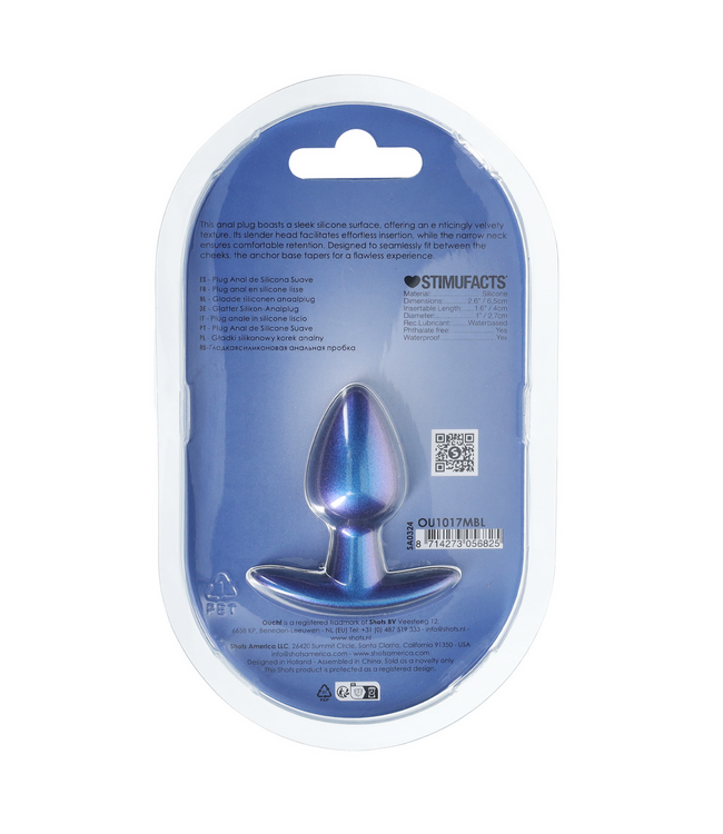 Ouch! Siliconen Kleine Anale Plug 6,5 cm - Metallic Blauw Ouch! by Shots
