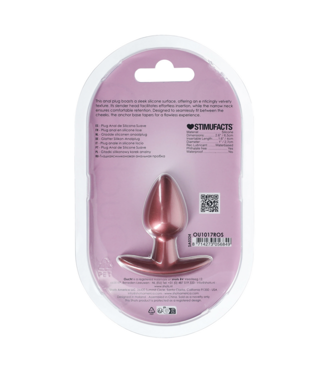 Ouch! Weicher Silikon-Analplug 6,5 cm Roségold – Stilvoller Genuss