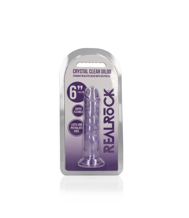 RealRock RealRock Transparante Realistische Dildo Met Zuignap 15,5x2,8 cm Paars