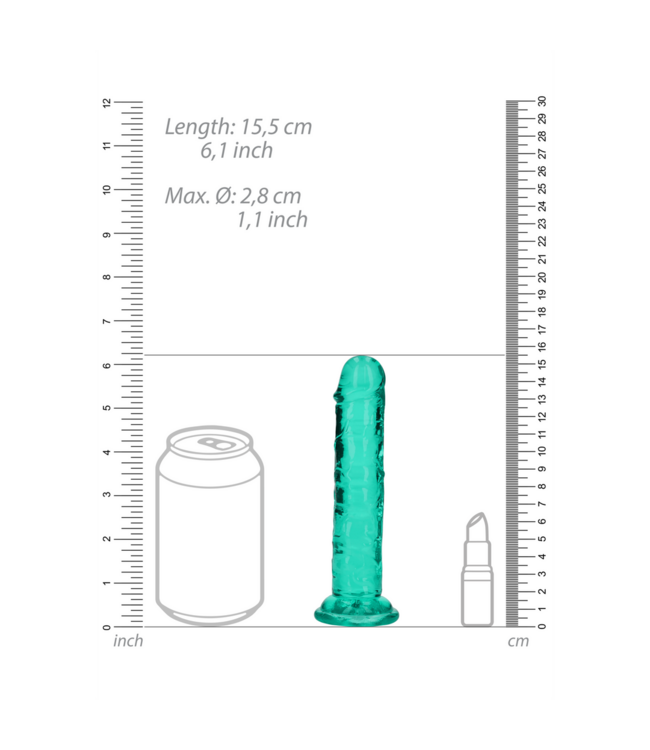 RealRock Crystal Clear Flexibele Dildo Met Zuignap 15,5 cm Turkoois Veilig