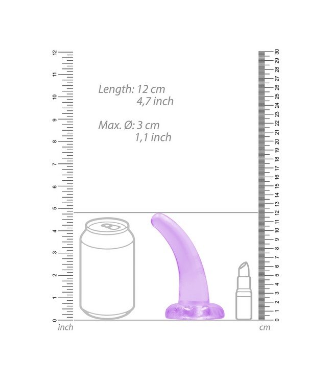 RealRock RealRock Crystal Clear Dildo 12 cm Paars Met Zuignap Voor Anaal En Vaginaal Gebruik