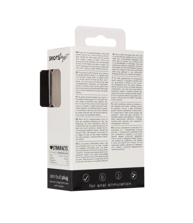 Shots Toys Slanke Medische Siliconen Buttplug 8,3 cm Met Conische Vorm En Handgreep