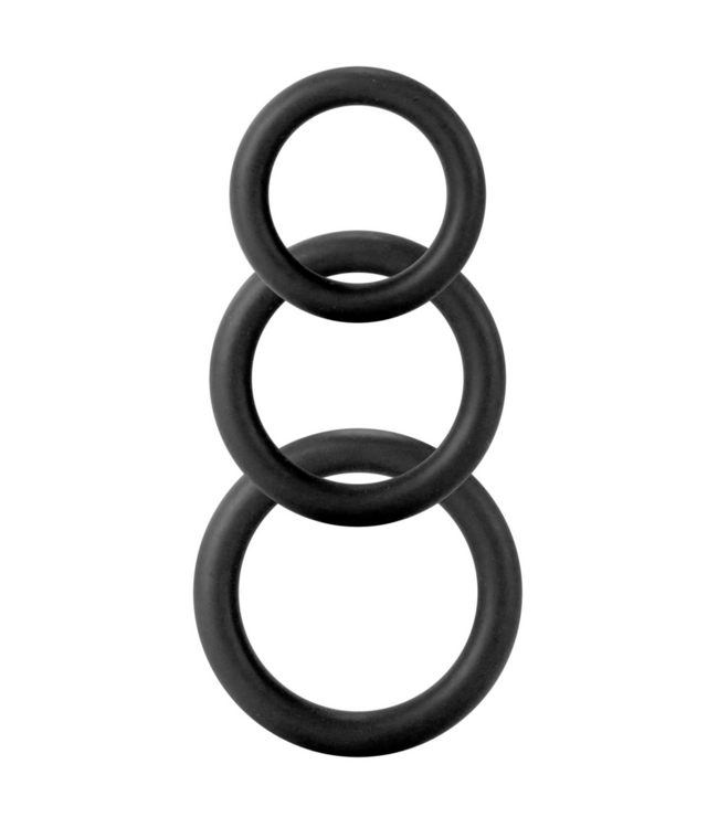Shots Toys Siliconen Cockringen Set 3 Maten | Rekbare Zwarte Rings Voor Erectieverlengen