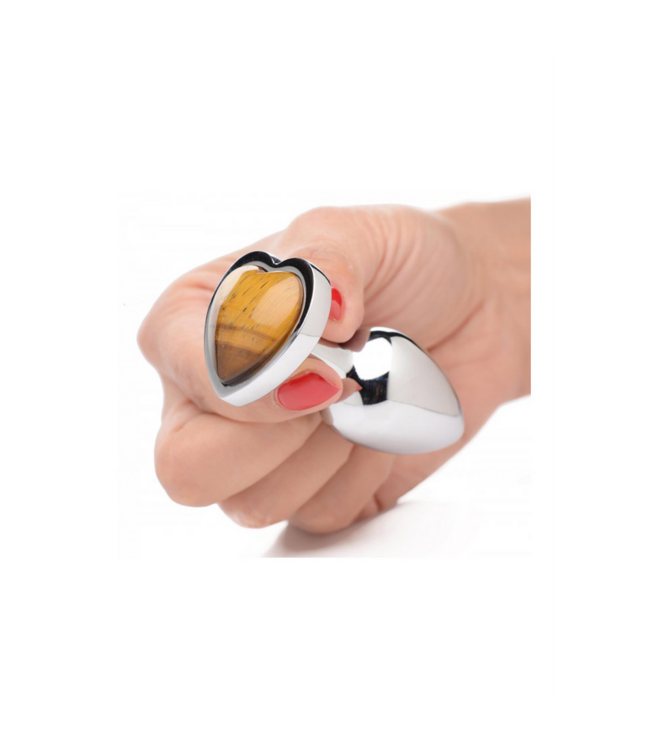 XR Brands Heart-Shaped Tiger Eye Butt Plug - Confident & Safe Anal Pleasure