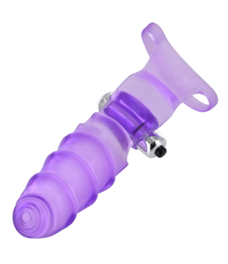 XR Brands Double Finger Banger G-Spot Vibrator - Waterproof Ribbed Purple Toy
