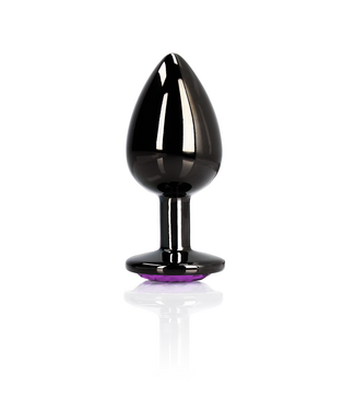 Ouch! Stylish Heart-Shaped Aluminium Butt Plug with Jewel – Gunmetal Purple