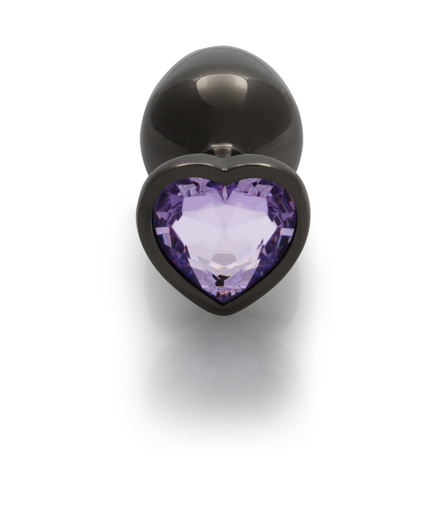 Ouch! Herzförmiger Aluminium-Buttplug 8 cm – Stilvoll in Gunmetal Purple
