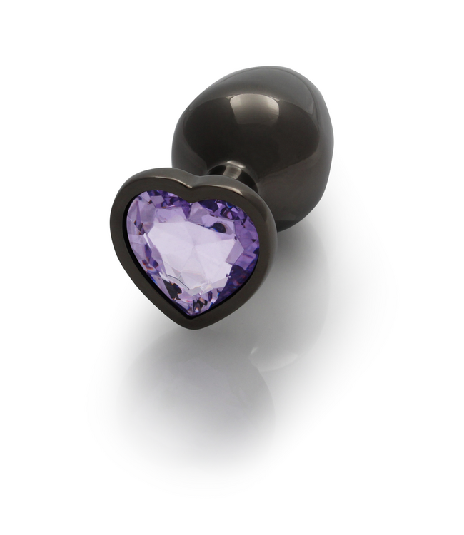 Ouch! Ouch! Aluminium Buttplug 8 cm Met Juwelen En Veilig Basis Gunmetal Paars