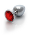 Ouch! Luxury Silver & Ruby Red Round Gem Butt Plug - 9.3 cm Pleasure Tool