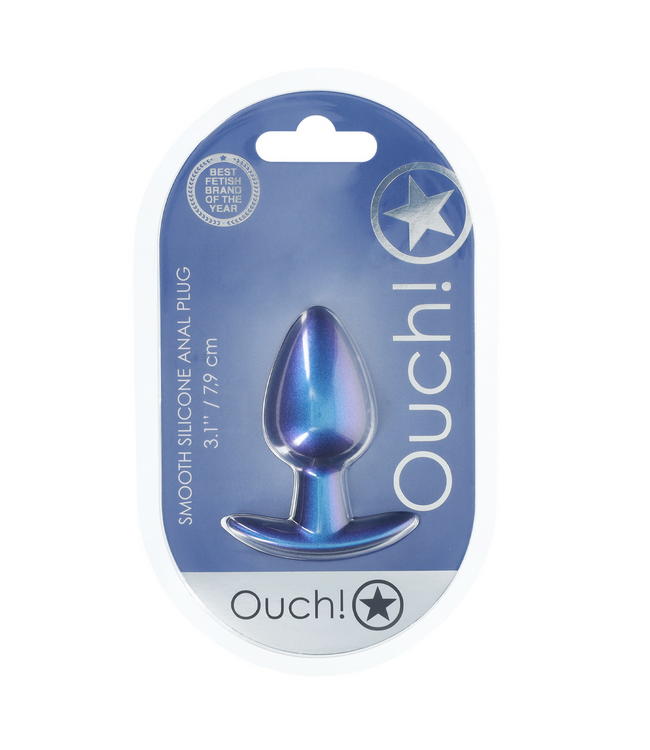 Ouch! Siliconen Medium Anale Plug 7,9 cm Metallic Blauw – Ouch! by Shots