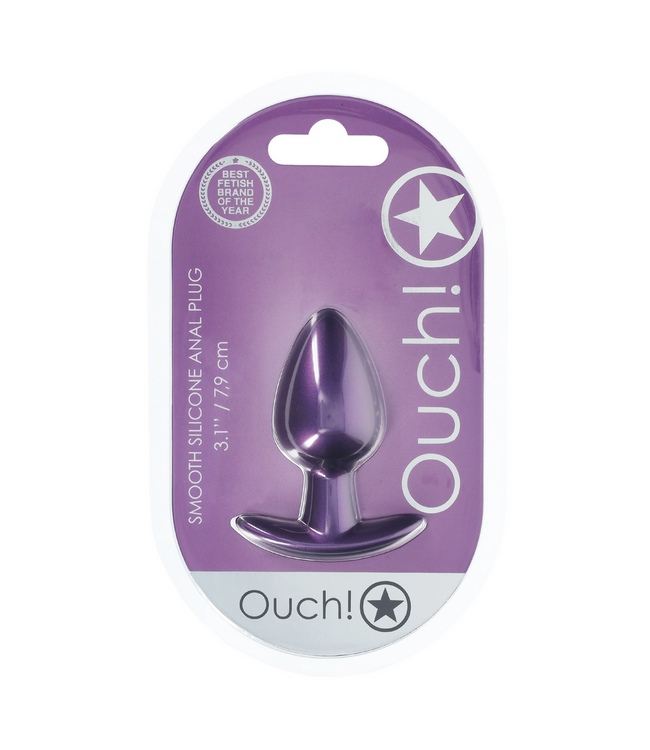 Ouch! Medium Metallic Purple Soft Silicone Anal Plug - 3.4 cm Comfort