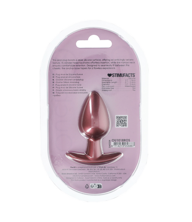 Ouch! Rose Gold Soft Silicone Medium Anal Plug - Comfort & Pleasure Awaits!