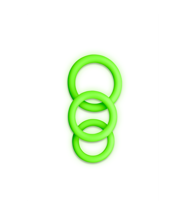 Ouch! Siliconen Glow in the Dark Penisring Set Met Dubbele Ringen - 3 Stuks
