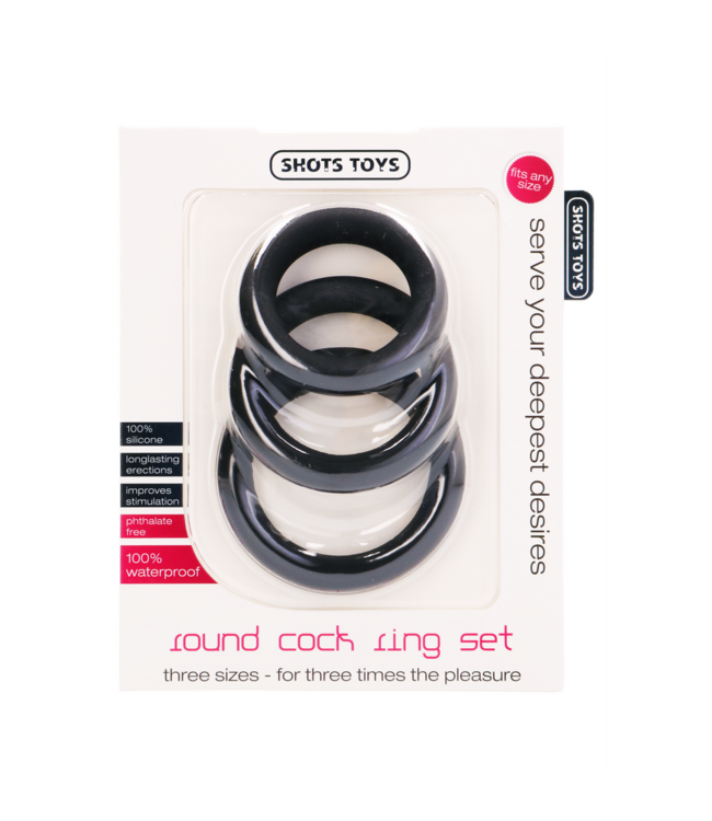 Shots Toys Round Cock Ring Set - Boost Pleasure, Enhance Erections, 3 Sizes Available