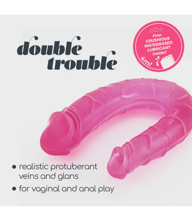 Crushious Flexibele Dubbele Dildo 27 cm Roze Met Realistische Vorm En Gratis Glijmiddel