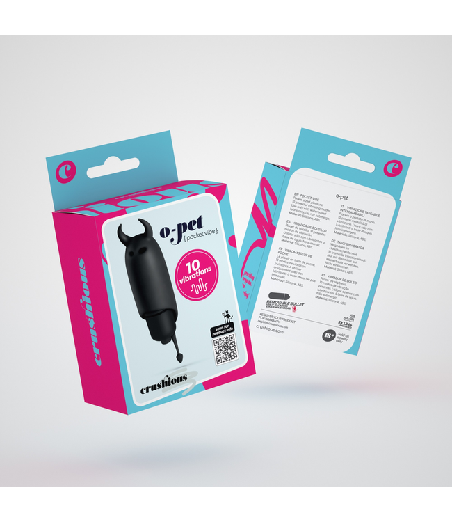 Crushious O-Pet Devil: Kompakter Bullet-Vibrator mit 10 vibr. Stufen aus Silikon