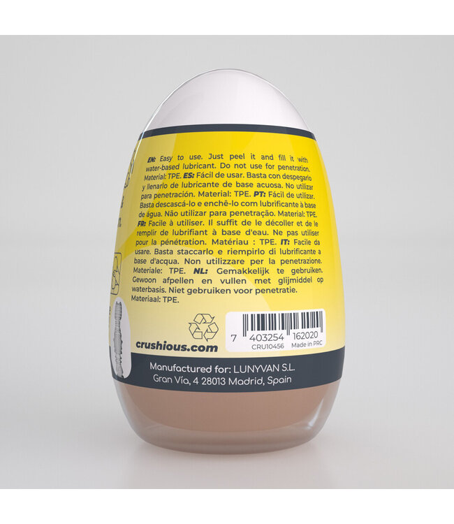 Crushious Crushious TPE Masturbator Ei Geel Voor Anale Sensatie En Comfort