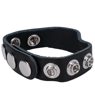 Doc Johnson Genuine Leather 5 Snap Cock Ring - Adjustable & Comfortable Fit