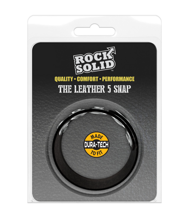 Doc Johnson Genuine Leather 5 Snap Cock Ring - Adjustable & Comfortable Fit