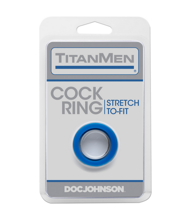 Doc Johnson TitanMen Verstelbare Stretch Cockring Van Lichaamsveilig TPR, Zwart & Blauw