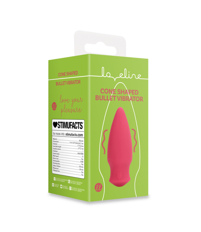Loveline Loveline Kegelvormige Bullet Vibrator Rood Compact 7,7 cm Silicone