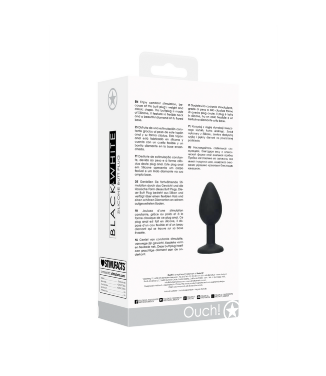 Ouch! Stylish 7.3 cm Silicone Butt Plug with Removable Diamond Jewellery