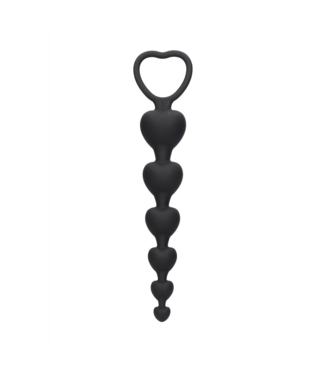 Ouch! Intense Pleasure Anal Heart Beads - Soft Silicone 18.5 cm