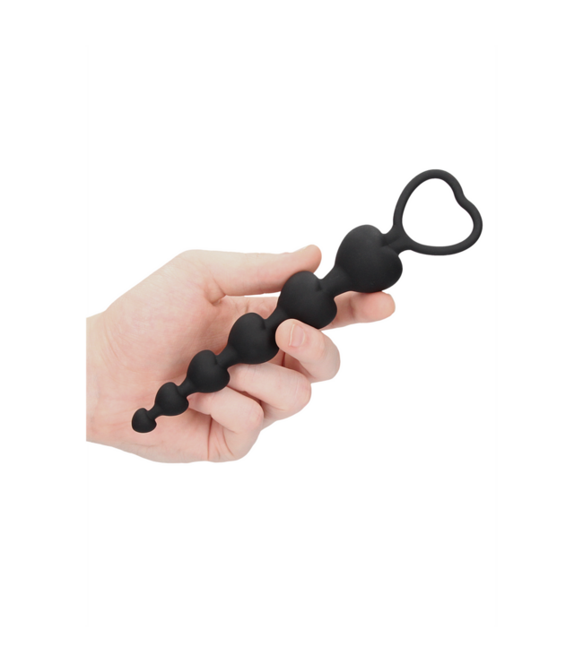 Ouch! Siliconen Anale Ketting 18,5 cm Met Hartvormige Kralen Voor Intens Plezier