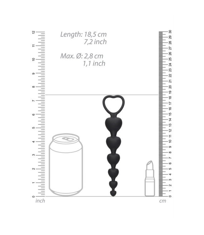 Ouch! Siliconen Anale Ketting 18,5 cm Met Hartvormige Kralen Voor Intens Plezier