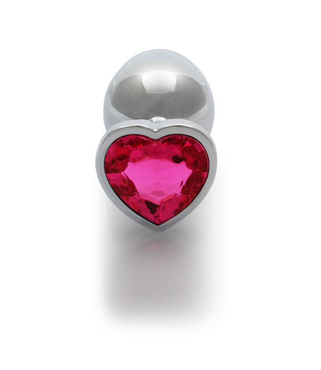 Ouch! Luxus Buttplug Herz-Gem 9,3 cm – Aluminium mit Rubellit Rosa für Intensität