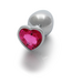 Ouch! Luxury Heart Gem Aluminium Butt Plug - 9.3 cm Silver/Rubellite Pink