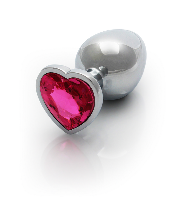 Ouch! Luxus Buttplug Herz-Gem 9,3 cm – Aluminium mit Rubellit Rosa für Intensität
