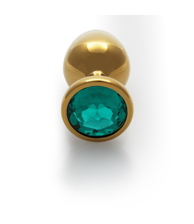 Ouch! Luxus Analplug mit Edelstein – 9,3 cm, Gold & Smaragdgrün, sinnlich.