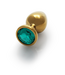 Ouch! Aluminium Buttplug Met Gouden Emerald Juweel 9,3 cm Ronde Vorm
