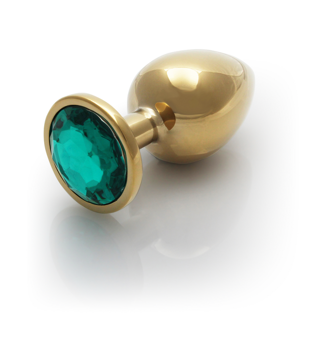 Ouch! Luxus Analplug mit Edelstein – 9,3 cm, Gold & Smaragdgrün, sinnlich.